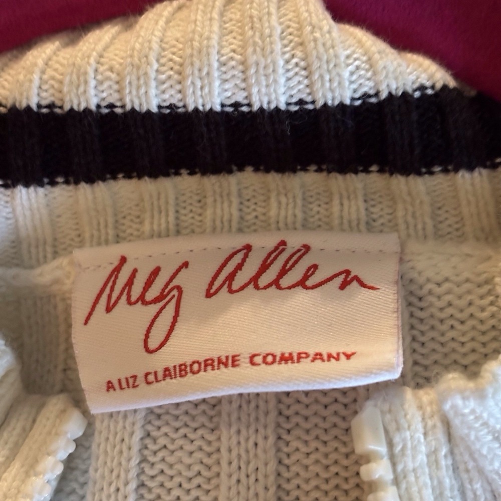 Meg Allen A Liz Claiborne Co. Size 8/10 M Cardigans With Zipper White 38" X 24" - Picture 5 of 7